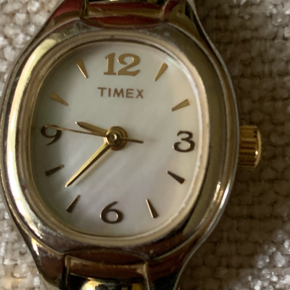 Timex Gold Tone Women's Watch with White Mother-of-Pearl Dial